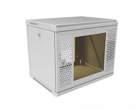 Шкаф телекоммуникационный настенный разборный МИКсистем 19" Keys 9U 600x450  дверь перфорация+стекло серый