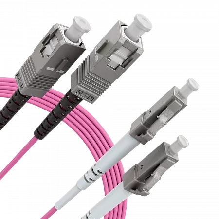 Шнур оптический переходной (патч-корд) LANMIR двойной многомодовый MM 50/125 OM4 LC/UPC-SC/UPC LSZH нг(А)-HF 1 м маджента